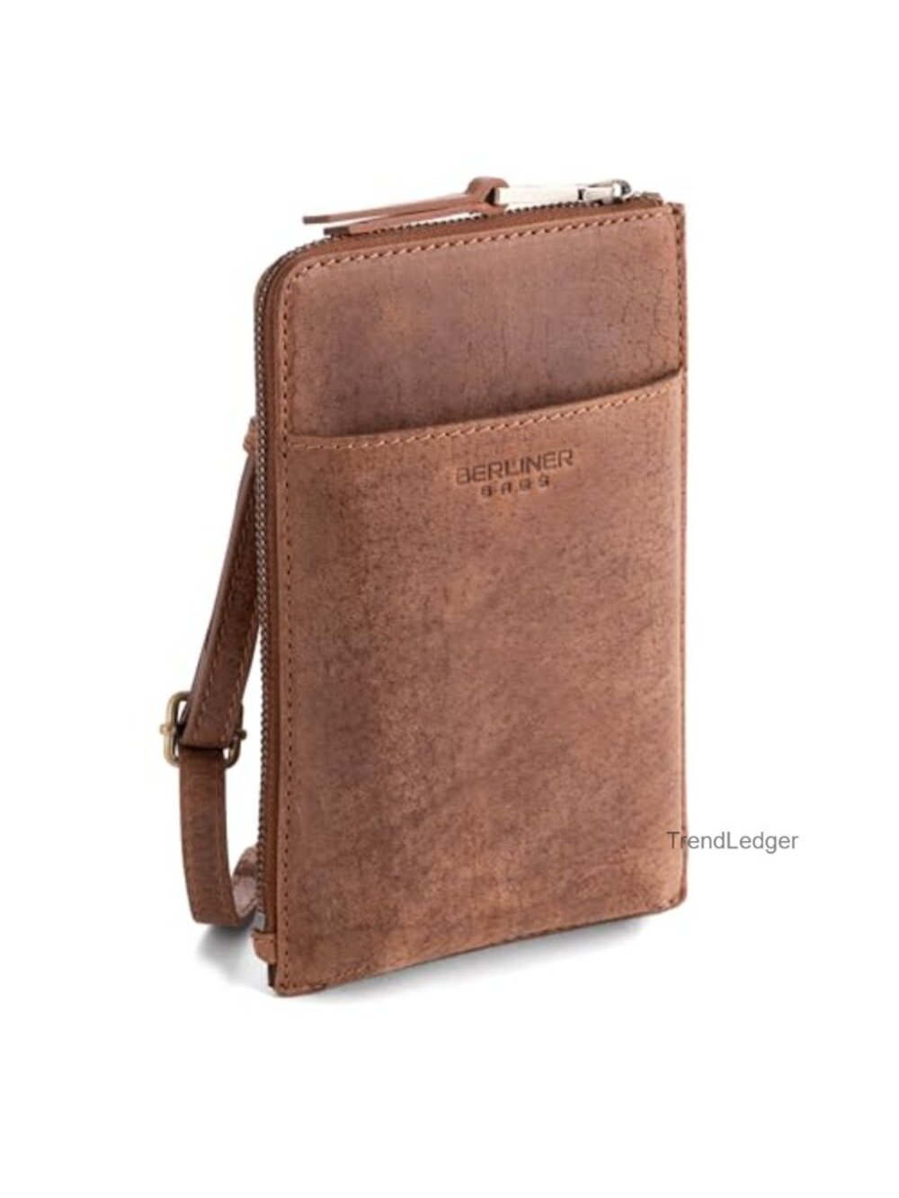Full Grain Leather Crossbody Phone Bag Mini Purse Adjustable Strap